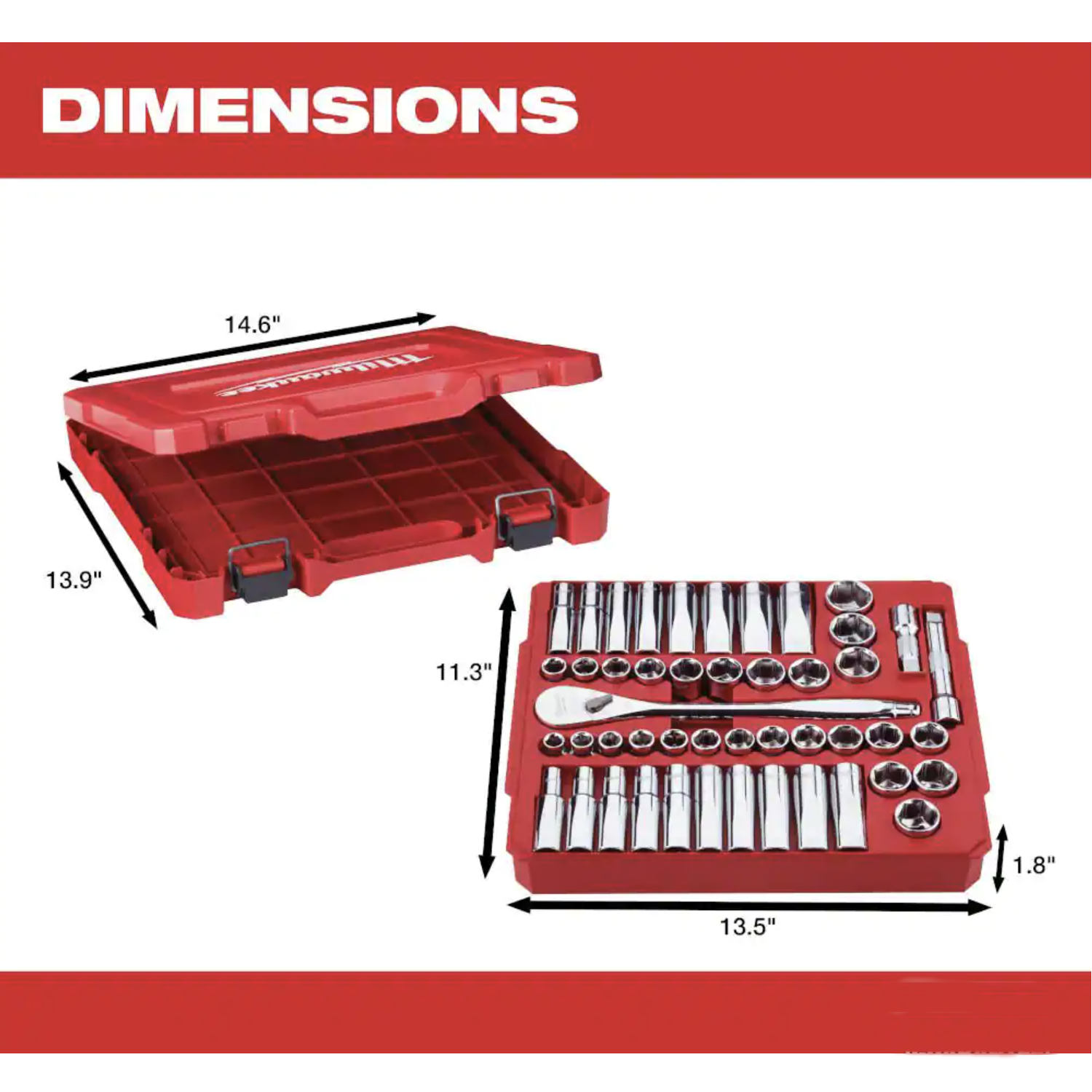 Milwaukee 1/2 in. Drive SAE/Metric Ratchet and Socket Mechanics Tool Set， 47-Piece (48-22-9010)