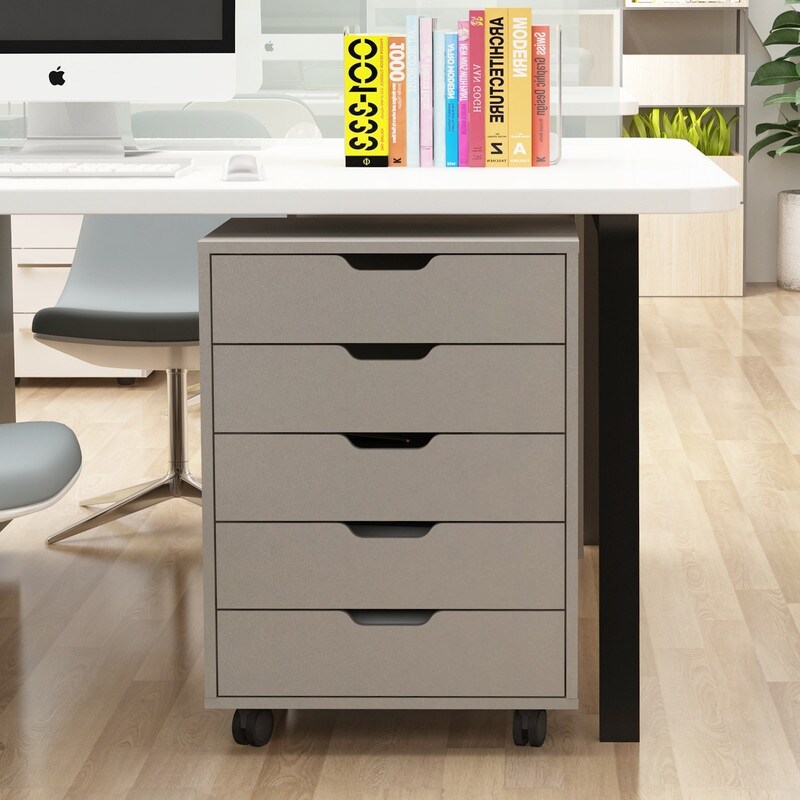 5 Drawer office file cabinet  wooden mobile file cabinet  under desk wooden storage file cabinet  rolling home locker