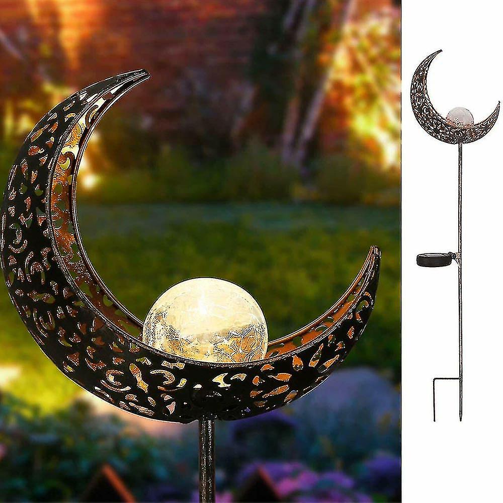 Solar Power Half Moon Crescent Led Stake Light Garden Lawn Yard Outdoor Lamp Decoration