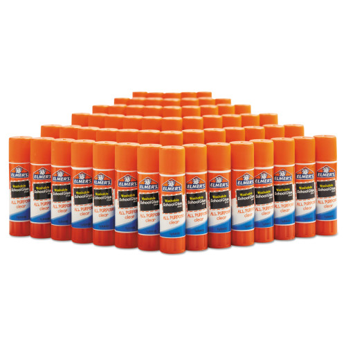 Elmer's Washable School Glue Sticks， 0.24 oz， Applies and Dries Clear， 60/Box (E501)