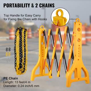 VEVOR Expandable Mobile Barricade 8.3 ft. Width Plastic Barricade Water Filled Yellow 1pcs Traffic Barricade with 2 Chains SSWL8YCHS1P2BLT01V0