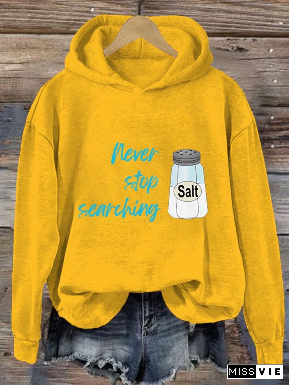 Women's Never Stop Searching Salt Print Hooded Sweatshirt