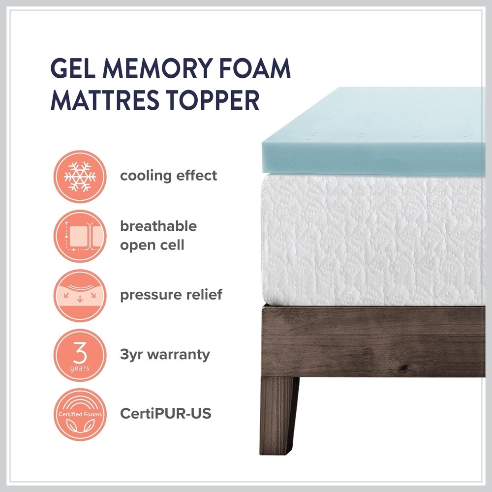 1.5 Inch Gel Memory Foam Mattress Topper   Crown Comfort