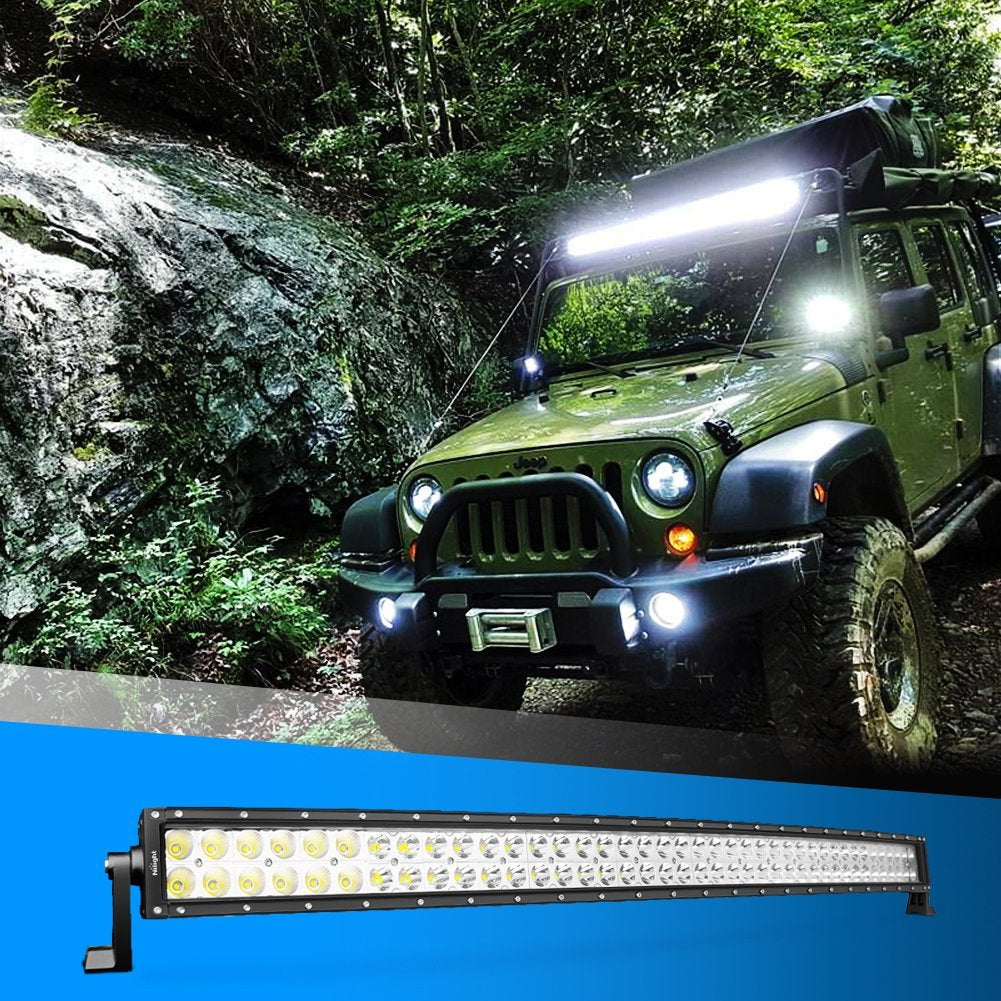 Nilight LED Light Bar 42Inch 240W Curved LED Work Light Spot Flood Combo LED Lights Led Bar Driving Fog Lights Jeep Off Road Lights， 2 Years Warranty