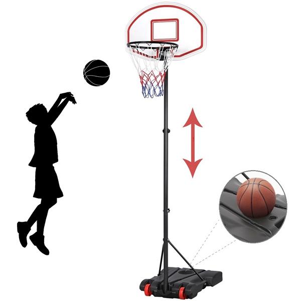 Height Adjustable Basketball Hoop System Portable Basketball Goal for Kids Youth Outdoor，6.4-8.2 ft， Red