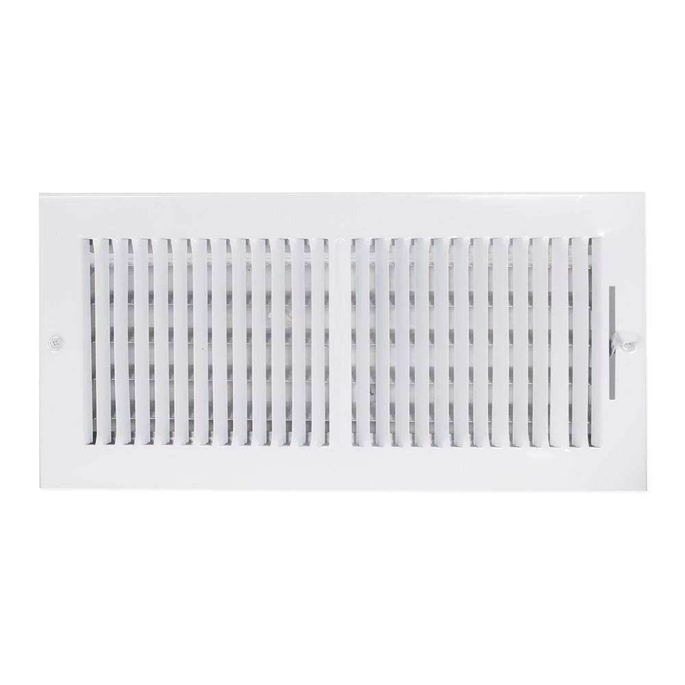 EZ-FLO 14 in. x 6 in. 2-Way Steel WallCeiling Register White 61613