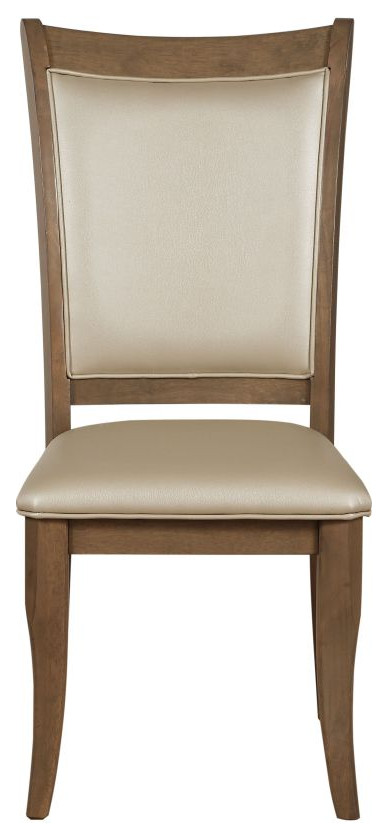 Acme Harald Side Chair Set of 2 Beige PU and Gray Oak   Transitional   Dining Chairs   by AMOC  Houzz