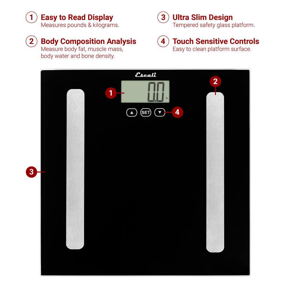 Escali Body Analyzing Digital Bathroom Scale BF180