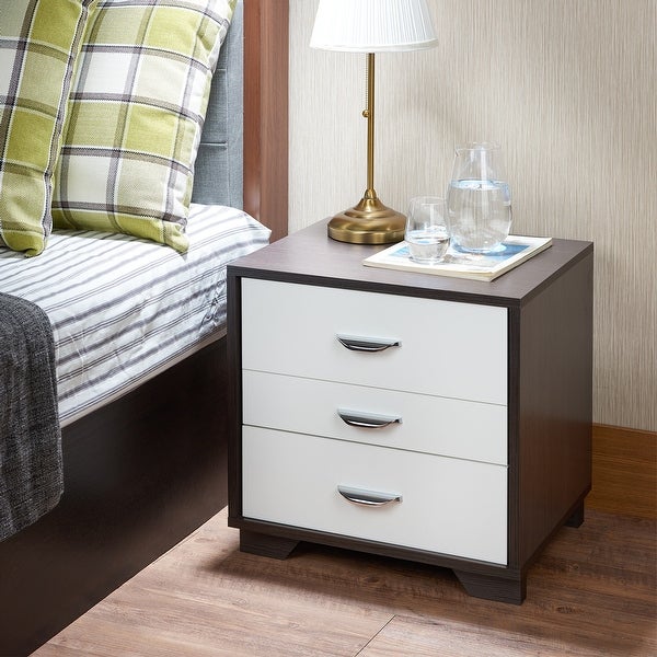 ACME Eloy Nightstand with 3 Drawers in Walnut and Espresso - - 21895280