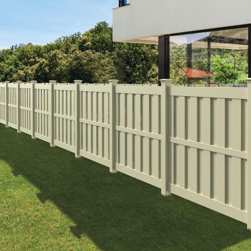 Barrette Outdoor Living Whitney 6 ft. x 6 ft. Sand Vinyl Shadowbox Fence Panel 73045698