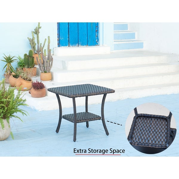 Outdoor Patio Side Table Rattan PE Wicker Table