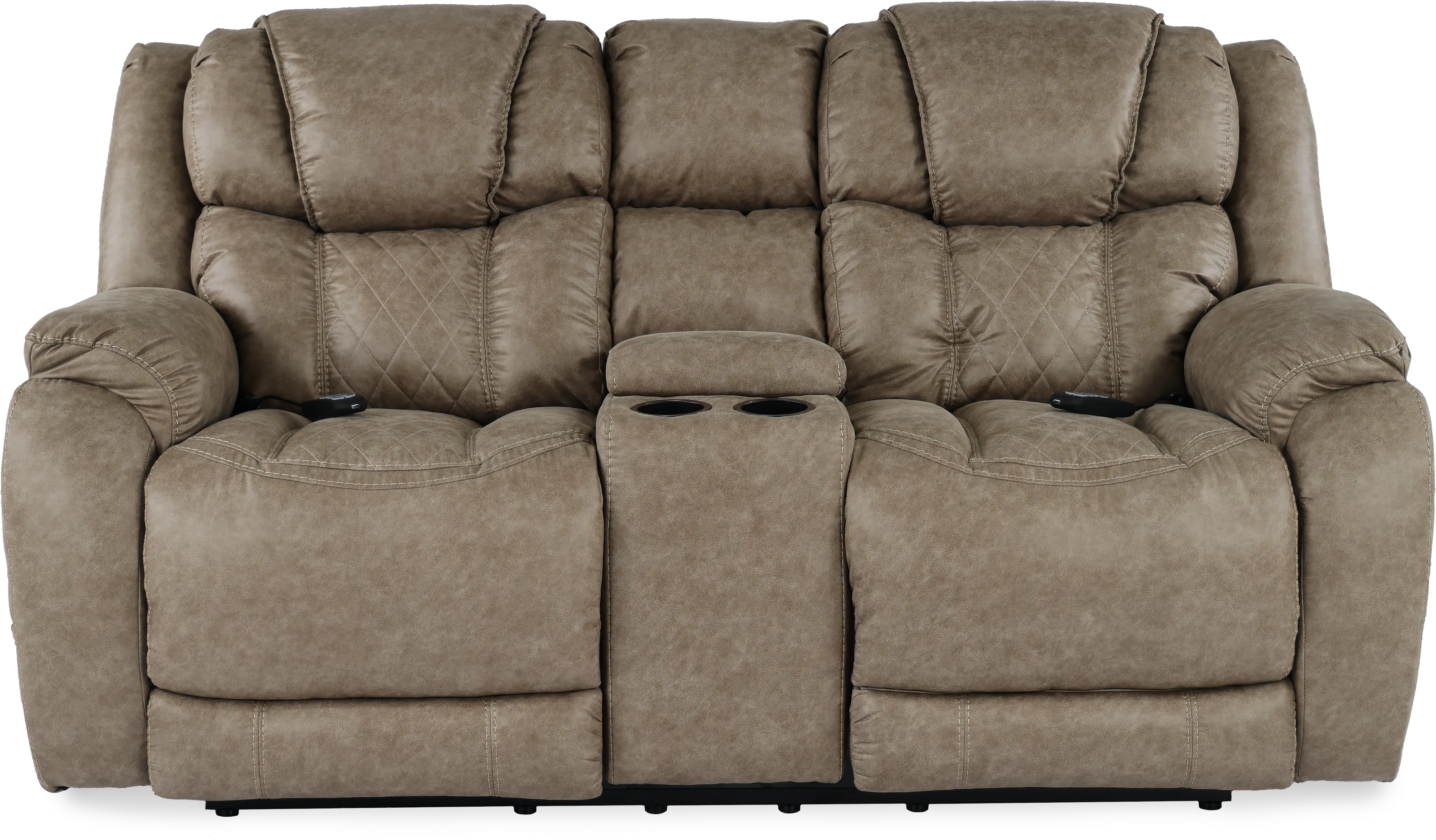 Daytona Mushroom Tan Power Reclining Loveseat with Console