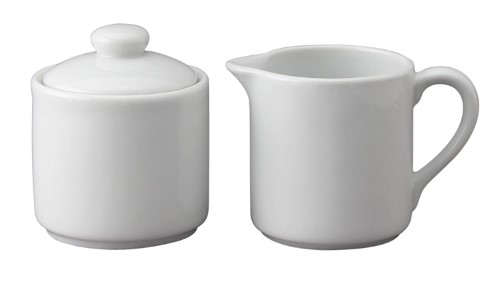 Harold Import Company Porcelain Sugar Bowl and Creamer Set (2 Pieces)， White