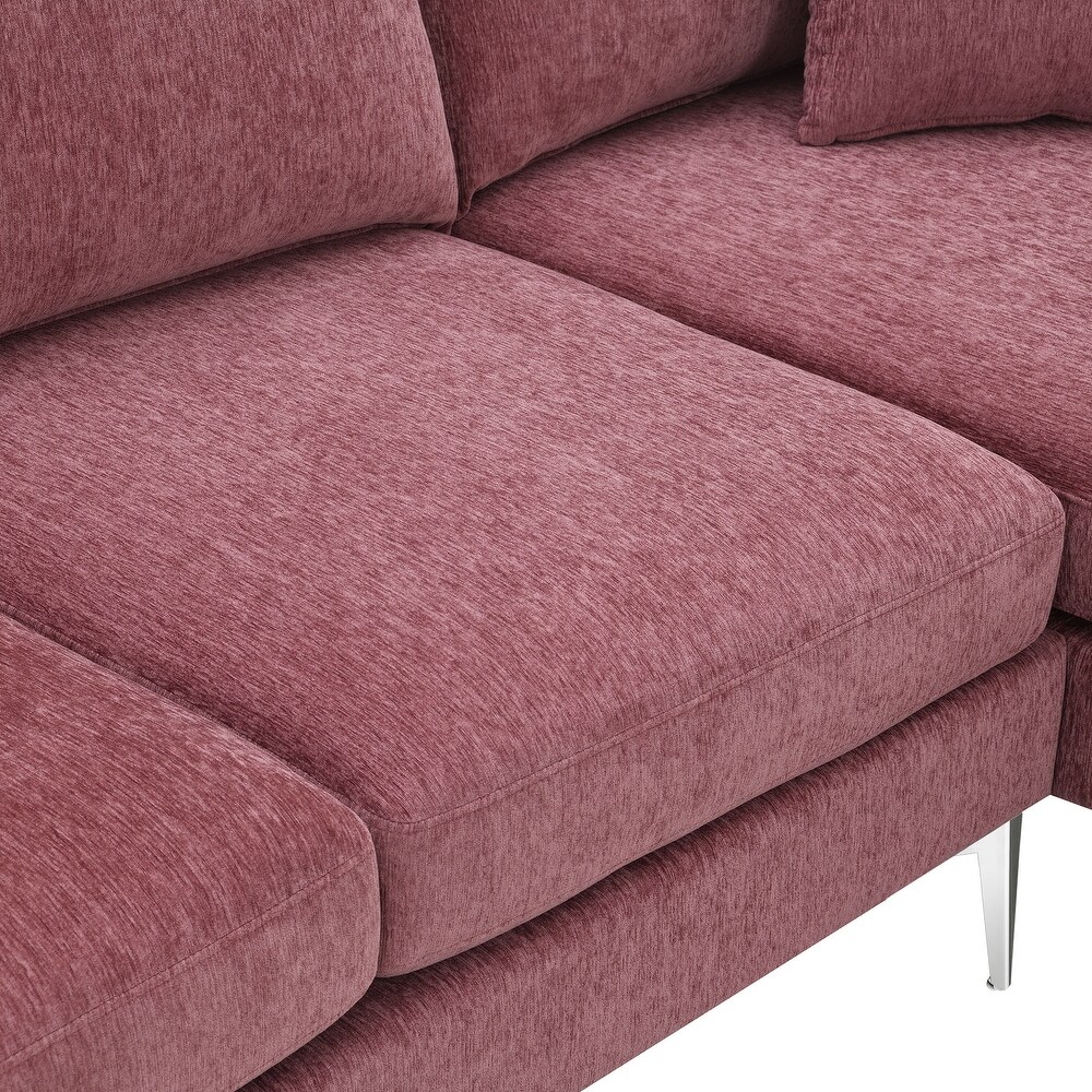 L Shaped Sectional Sofa Modern Chenille Convertible Sectional Sofa with Reversible Chaise Lounge for Living Room Office