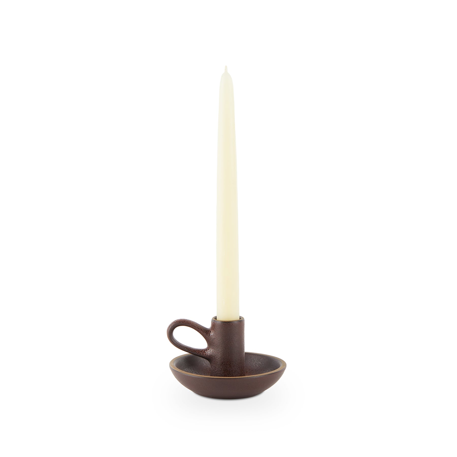 Chamberstick Candleholder in Redwood and Matte Brown