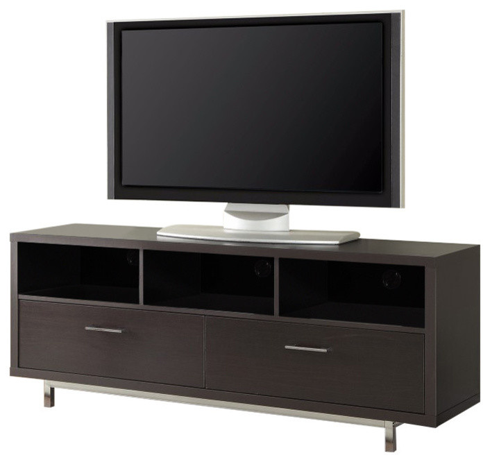 Benzara BM156198 Fabulously Designed  tv console with chrome legs  Brown   Contemporary   Entertainment Centers And Tv Stands   by Benzara  Woodland Imprts  The Urban Port  Houzz