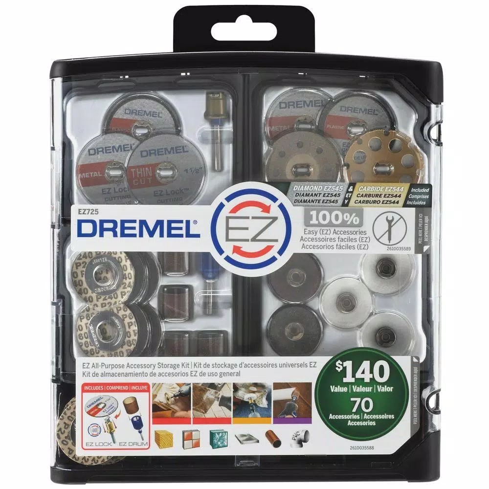 Dremel EZ Lock All-Purpose Rotary Tool Accessory Storage Kit (70-Piece) and#8211; XDC Depot