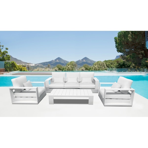 Faena White 4Piece Aluminum Outdoor Conversation Seating Set