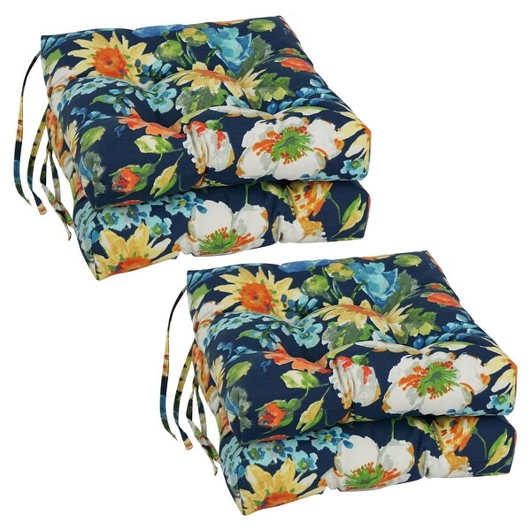 16-inch Square Tufted Indoor/Outdoor Chair Cushions (Set of 4) - 16