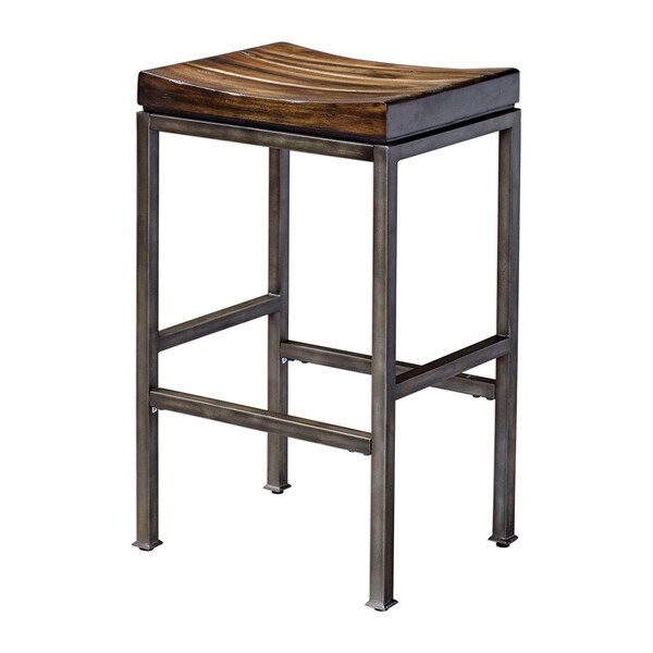 Uttermost Beck Dark Walnut Industrial Bar Stool