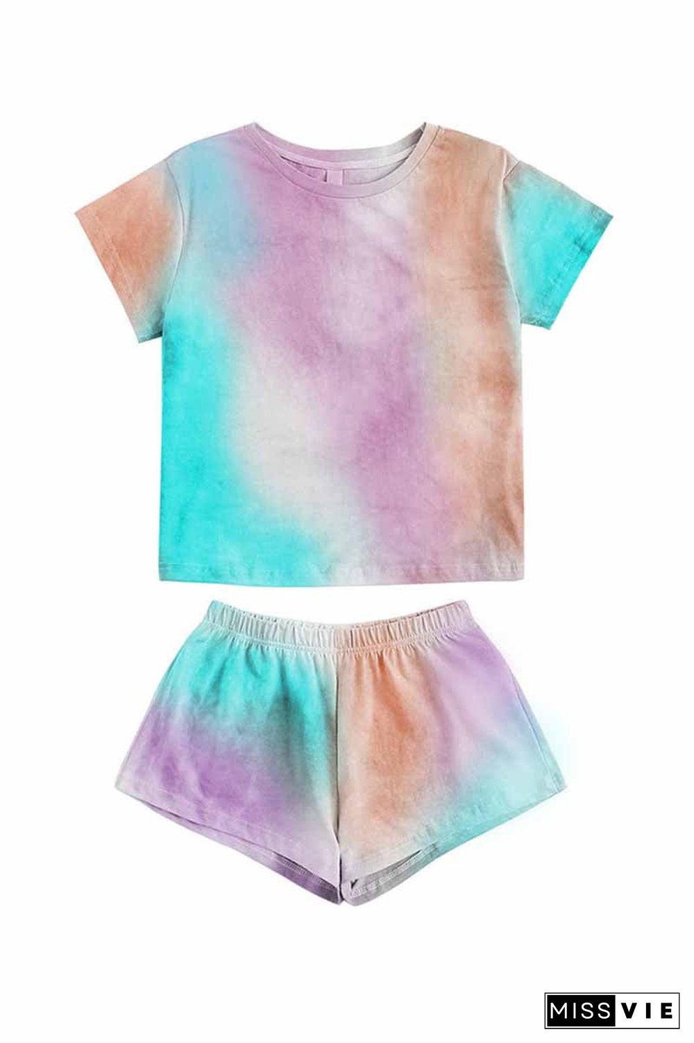 Tie-Dye Round Neck Two-Pieces Set