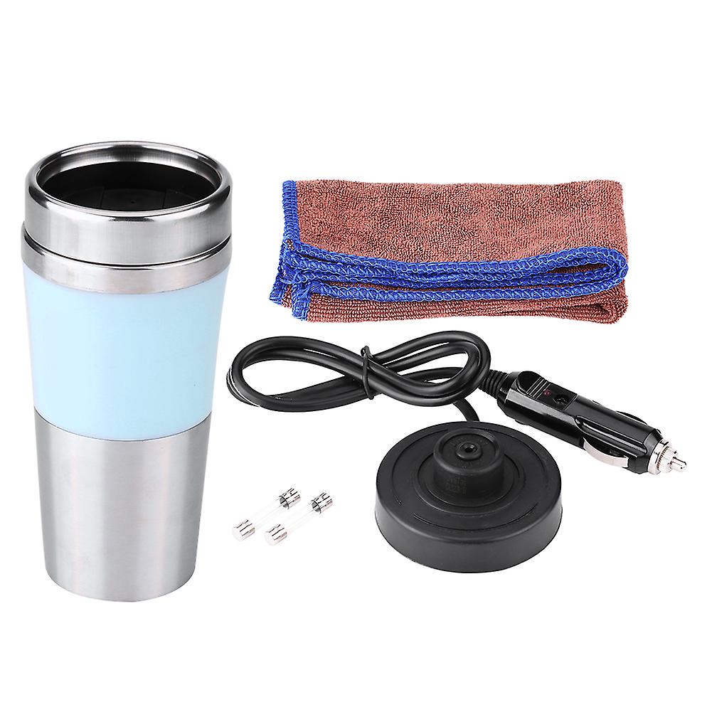 400ml 12v Car Stainless Steel Cigarette Lighter Heating Cup Electric Water Kettle Blue