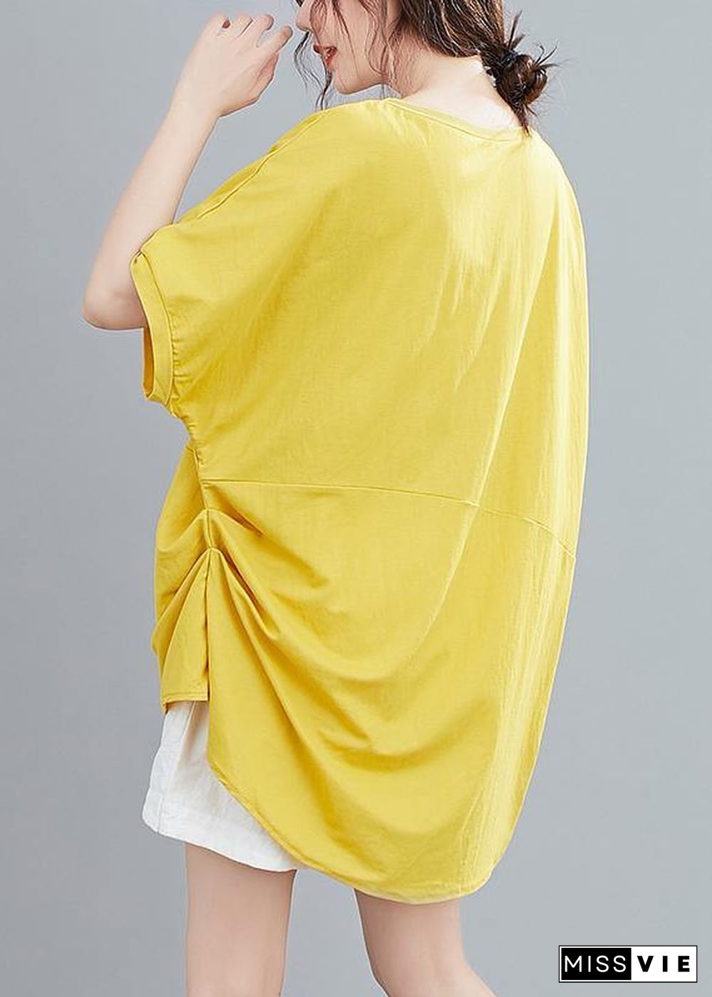 French o neck Batwing Sleeve women blouses Neckline yellow blouse