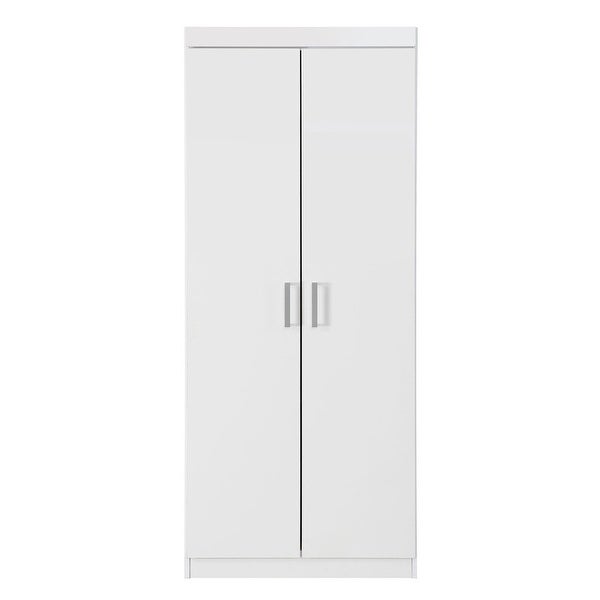 2-Door Storage Cabinet with Adjustable Shelf， Modern Simple Style Armoire Clothes Closet for Bedroom， Easy Assemble - - 37928475