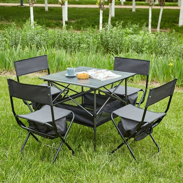 Set of 5，Folding Outdoor Table and Chairs Set for Indoor，Outdoor Camping，Picnics，Beach，Backyard，BBQ，Party，Patio