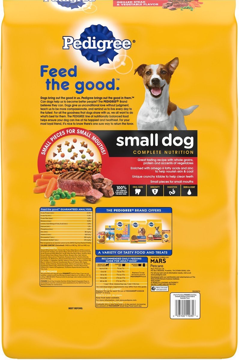 Pedigree Small Dog Complete Nutrition Grilled Steak and Vegetable Flavor Small Breed Dry Dog Food