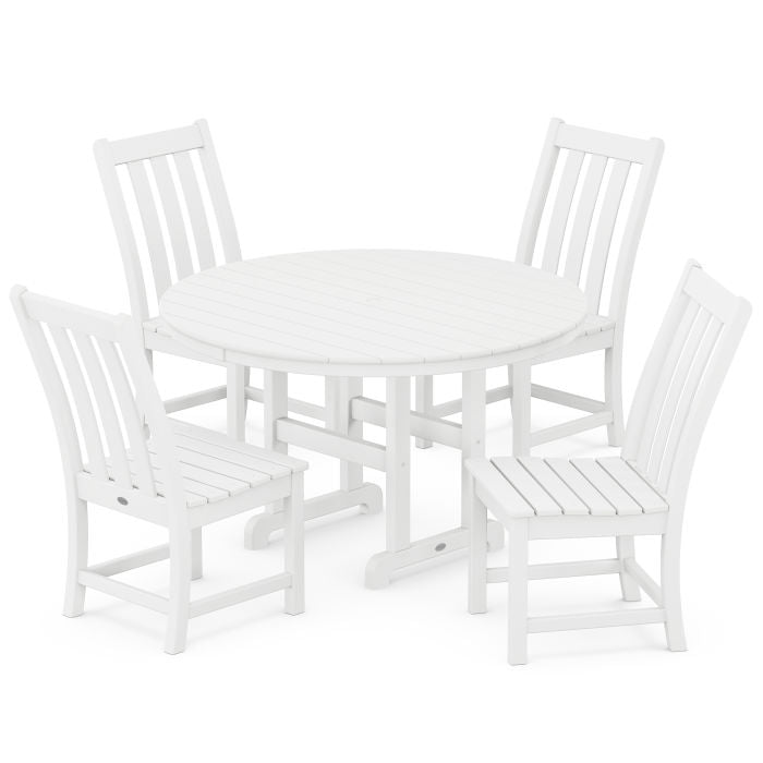 Polywood Vineyard 5-Piece Round Farmhouse Side Chair Dining Set PWS649-1