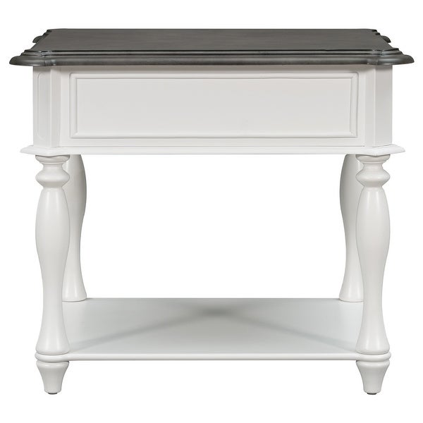 Classical Multifunctional End Table with Open Styled Shelf and Drawer