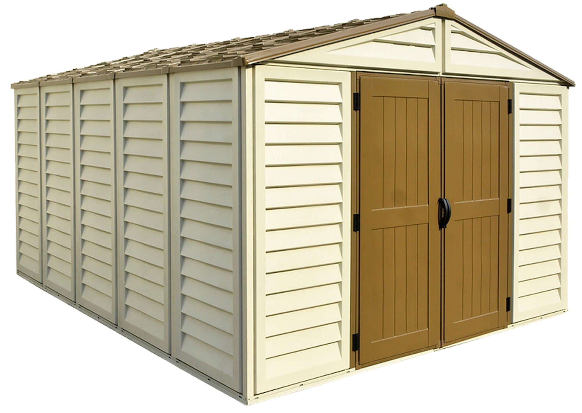 Duramax 10.5' x13' Woodbridge Plus Vinyl Storage Shed w/Foundation Kit