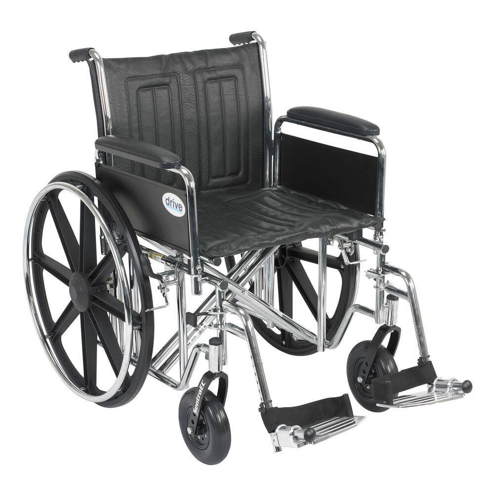 Drive Medical Sentra EC Heavy Duty Wheelchair with Full Arms Swing Away Footrest and 20 in. Seat std20ecdfahd-sf