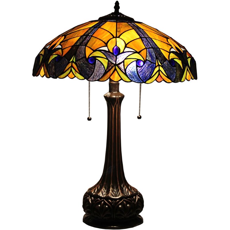 CHLOE Adalaide Tiffany-Style Victorian Stained Glass Table Lamp 25" Width