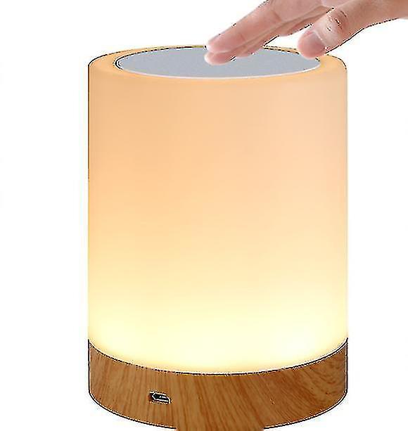 Dimmable Led Colorful Creative Wood Grain Rechargeable Bedside Table Lamp