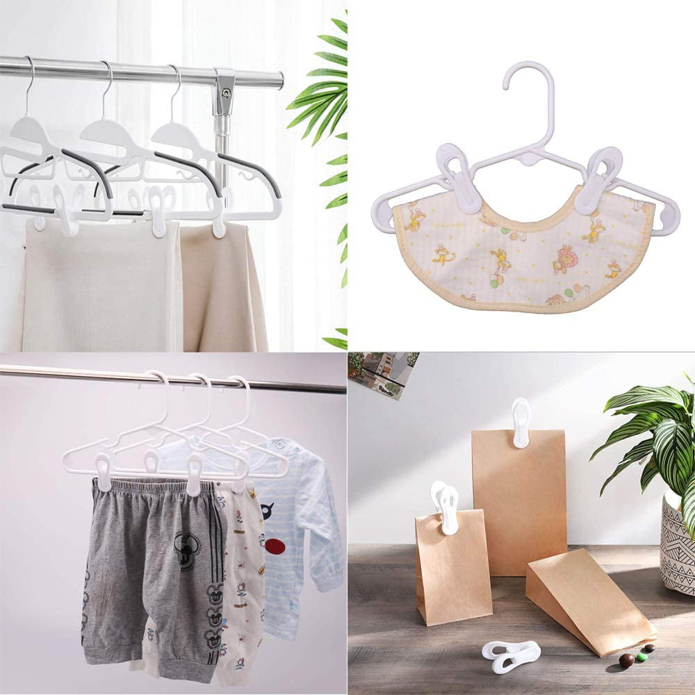 TAZEMAT 30 Pack Hanger Clips Multi-Purpose Hanger Clips for Hangers White Finger Clips for Plastic Clothes Hangers Pants