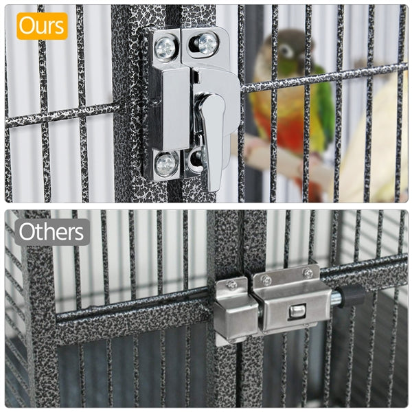 Topeakmart Stackable Metal Wide Bird Cage Divided Bird Breeder Cage with Rolling Stand for Finch Canaries Parakeets Cockatiels Budgies Black