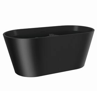 AKDY 66.9 in. Fiberglass Flatbottom Freestanding Bathtub in Solid Matte Black Inside and Outside BT0600-3