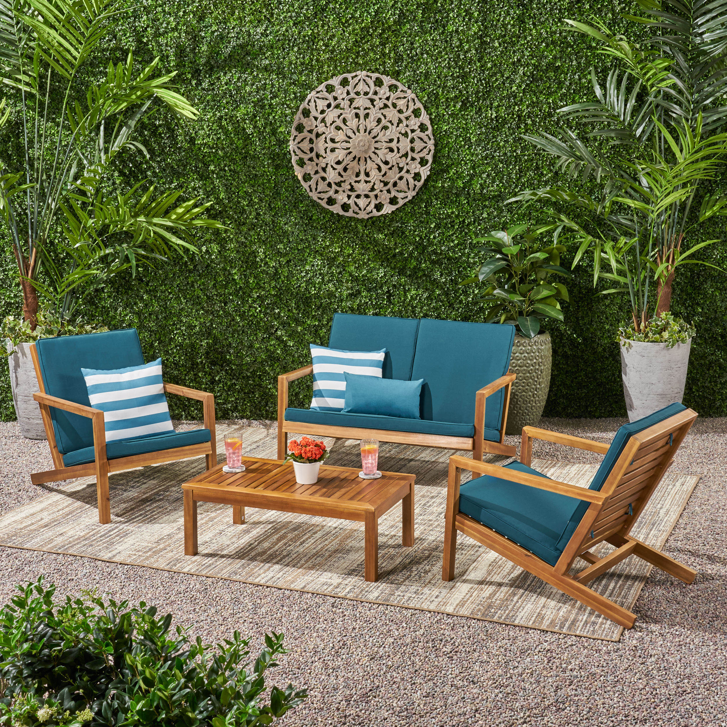 Camryn Outdoor 4 Seater Chat Set with Cushions