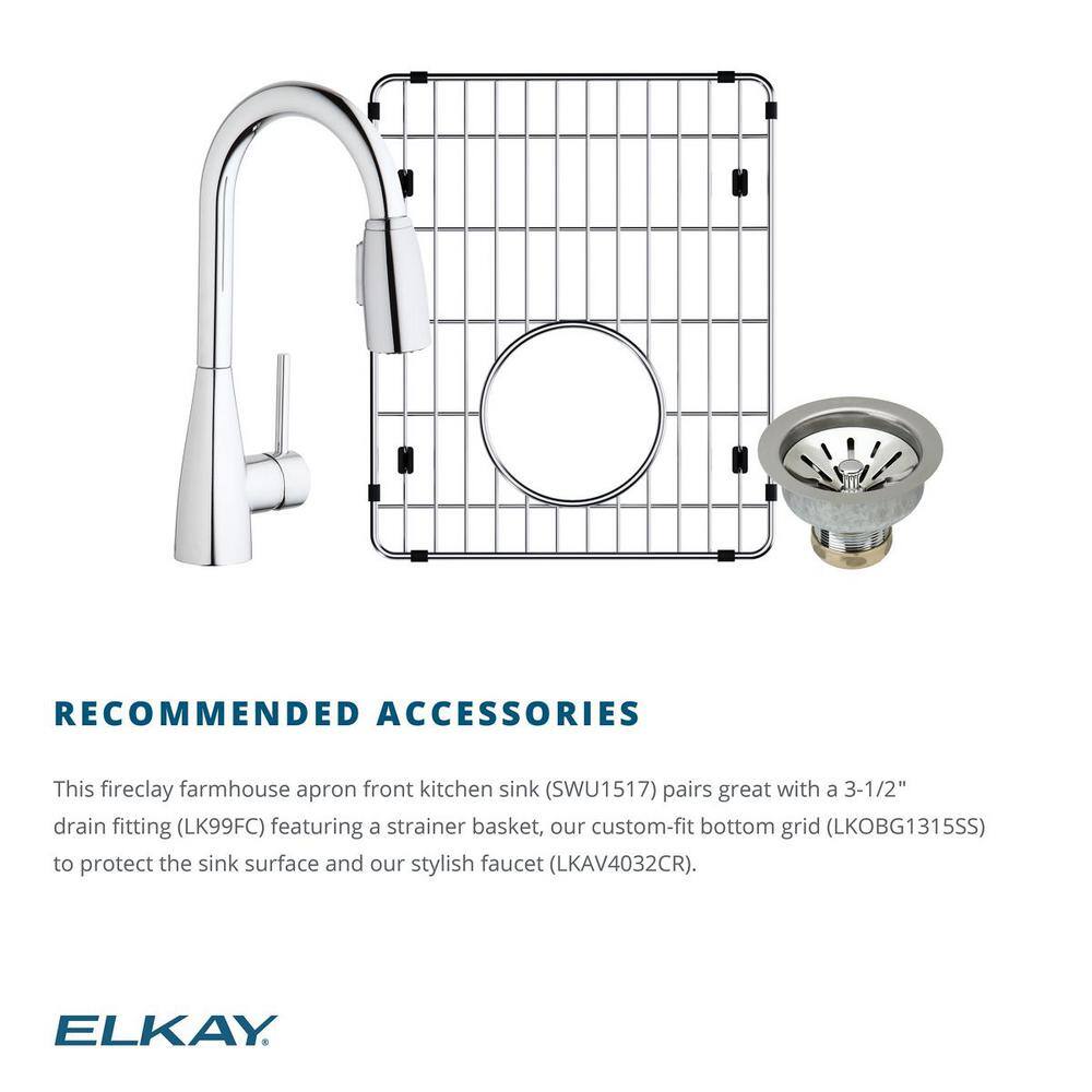 Elkay White Fireclay 16 in. Undermount Bar Sink SWU1517WH