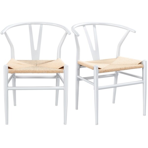 Yaheetech Modern Weave Y-Shaped Dining Chair with Solid Metal Frame