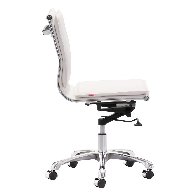 Ergonomic Upholstered Adjustable Armless Office Chair White Zm Home