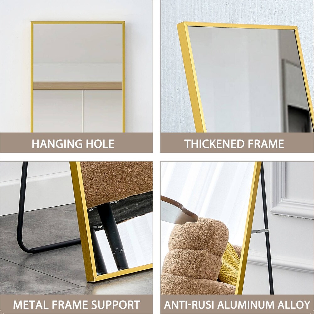 Aluminium alloy Metal Frame Wall Mounted Full Body Mirror Golden 63\