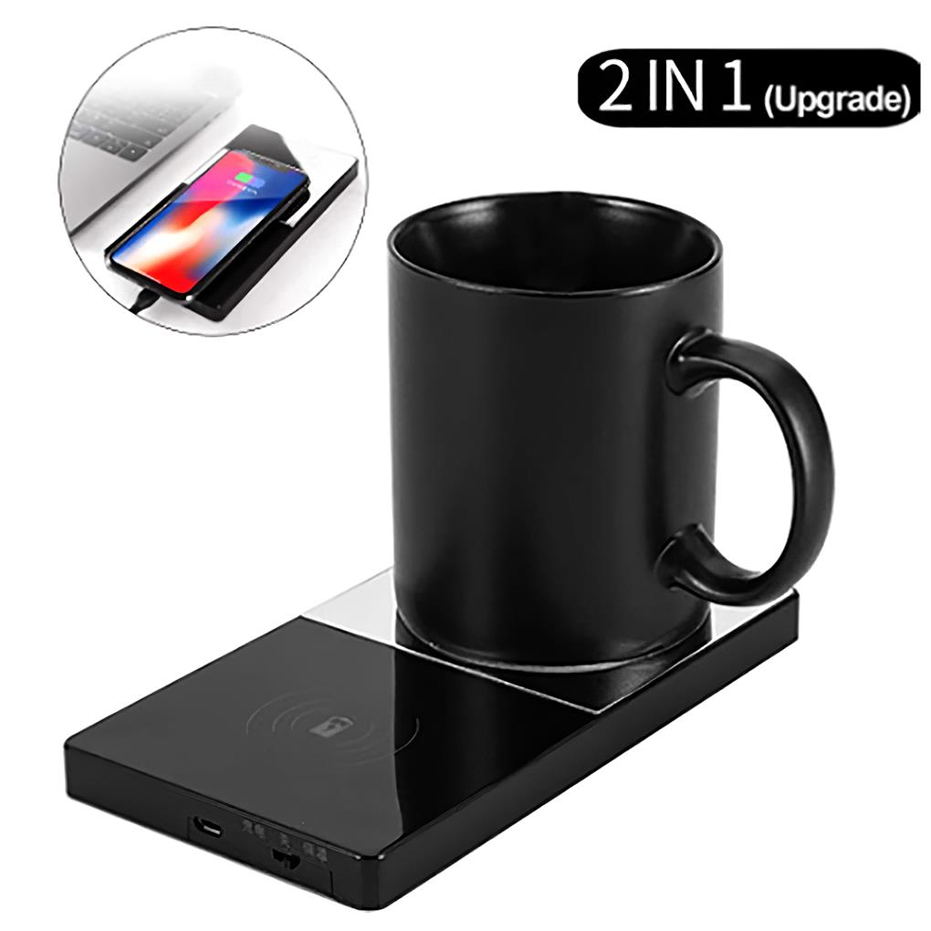 Wireless Charger 8mm/0.31inch Wireless Heating Mug Cup Warmer Portable Mirror Charger Pad for Office Home Coffee Tea Milk Phone