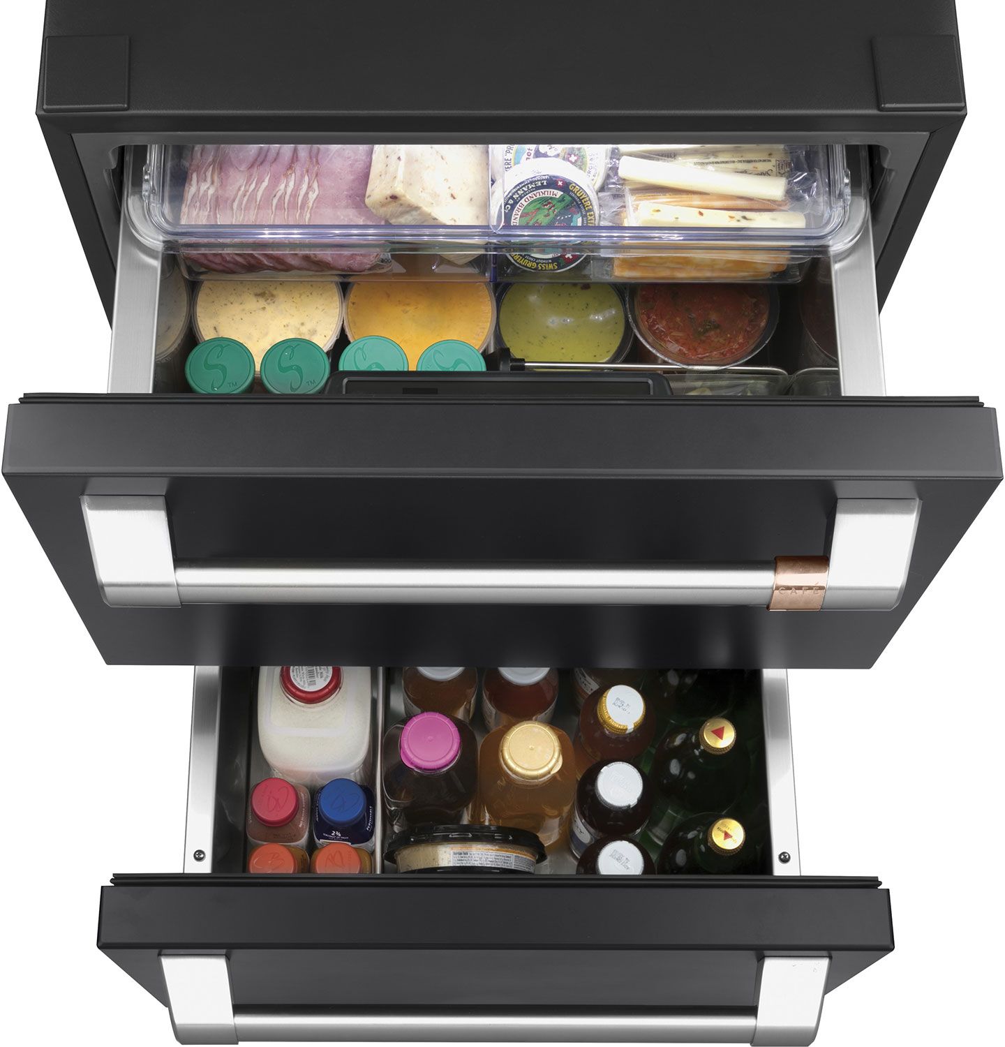 Cafe 5.7 Cu. Ft. Matte Black With Brushed Stainless Built-In Dual-Drawer Refrigerator