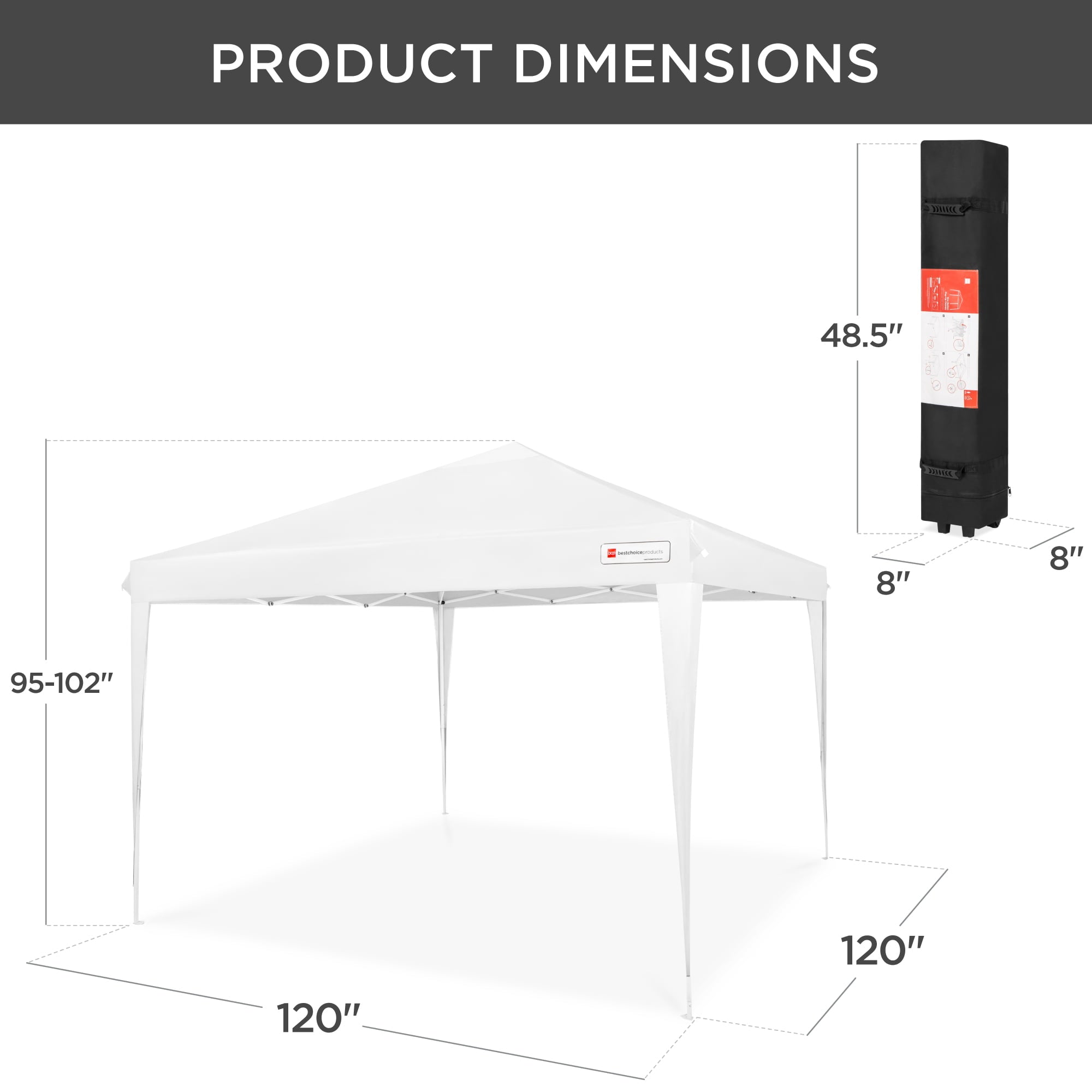 Best Choice Products 10x10ft Outdoor Portable Adjustable Instant Pop Up Gazebo Canopy Tent w/ Carrying Bag - White