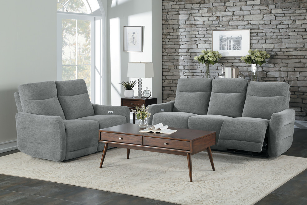 Maston Power Double Reclining Love Seat  Gray   Transitional   Loveseats   by Lexicon Home  Houzz