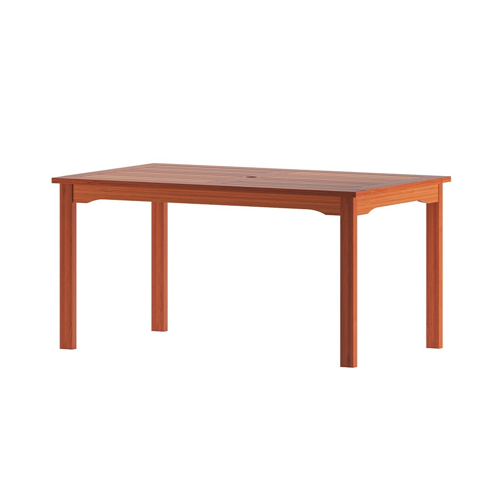 Amazonia Brown Rectangular Eucalyptus Wood Outdoor Dining Table   59 in. L X 35 in. W X 29 in. H