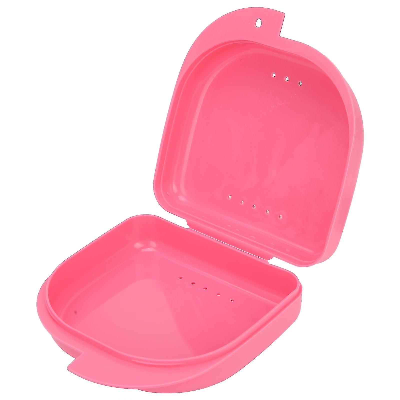 Plastic Dental Retainer Box Orthodontic Dental Retainer Portable Storage Box With Vent Holespink